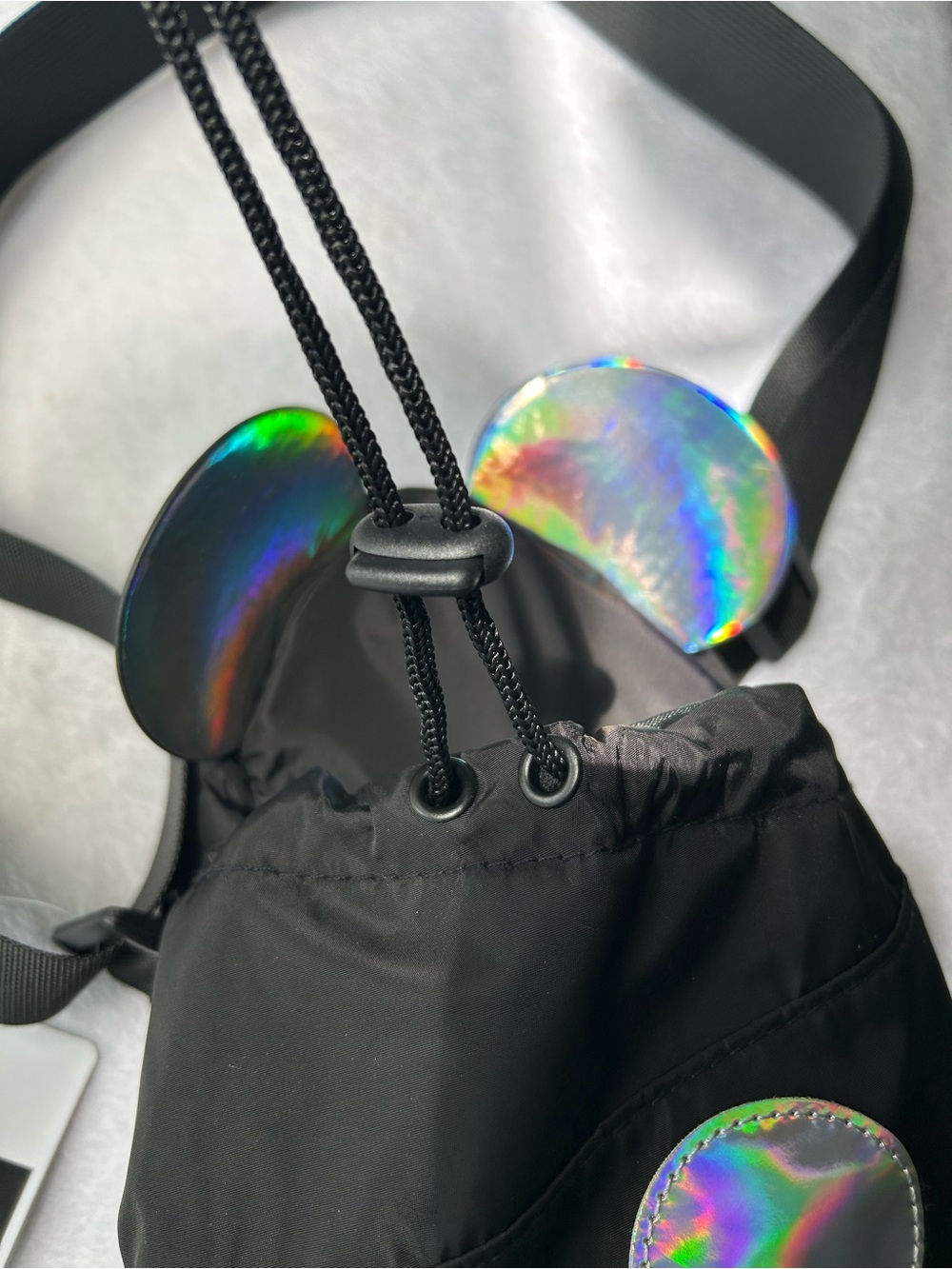 Disney Black Crossbody Shoulder Bag with Iridescent Mickey Ears New! - Picture 3 of 5
